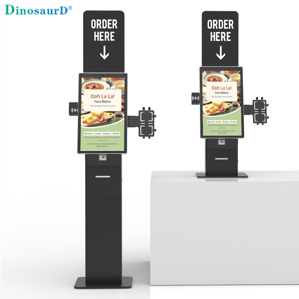 Tudo-em-um logotipo personalizado tela traseira checkout pagamento scanner toque terminal autom&aacute;tico quiosque de impressora de pedidos de autoatendimento
