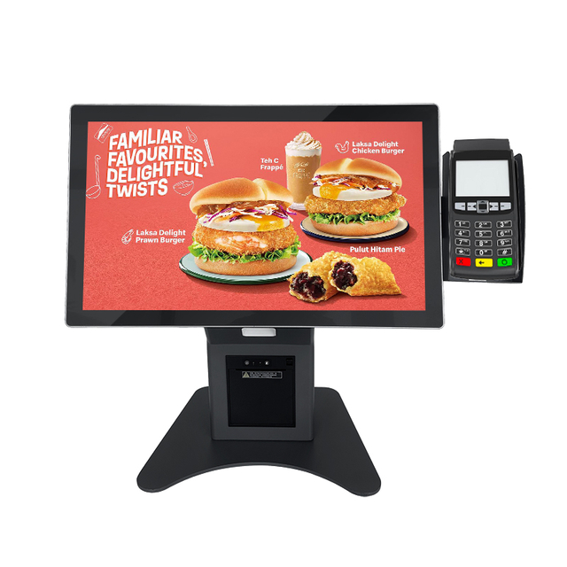 Hot Selling Restaurant Pikaruoka QR-skanneri Kosketus K&auml;teinen maksupiste P&auml;&auml;te Tulostin Tilaus Self Checkout Kioski