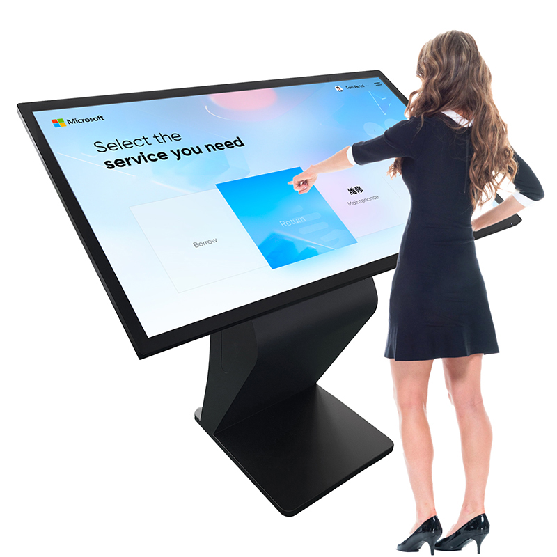 Self servis kapasitif dokunmatik havaalanı alışveriş merkezi reklam ekranı K tarzı yatay stand bilgi y&ouml;n bulma interaktif kiosk