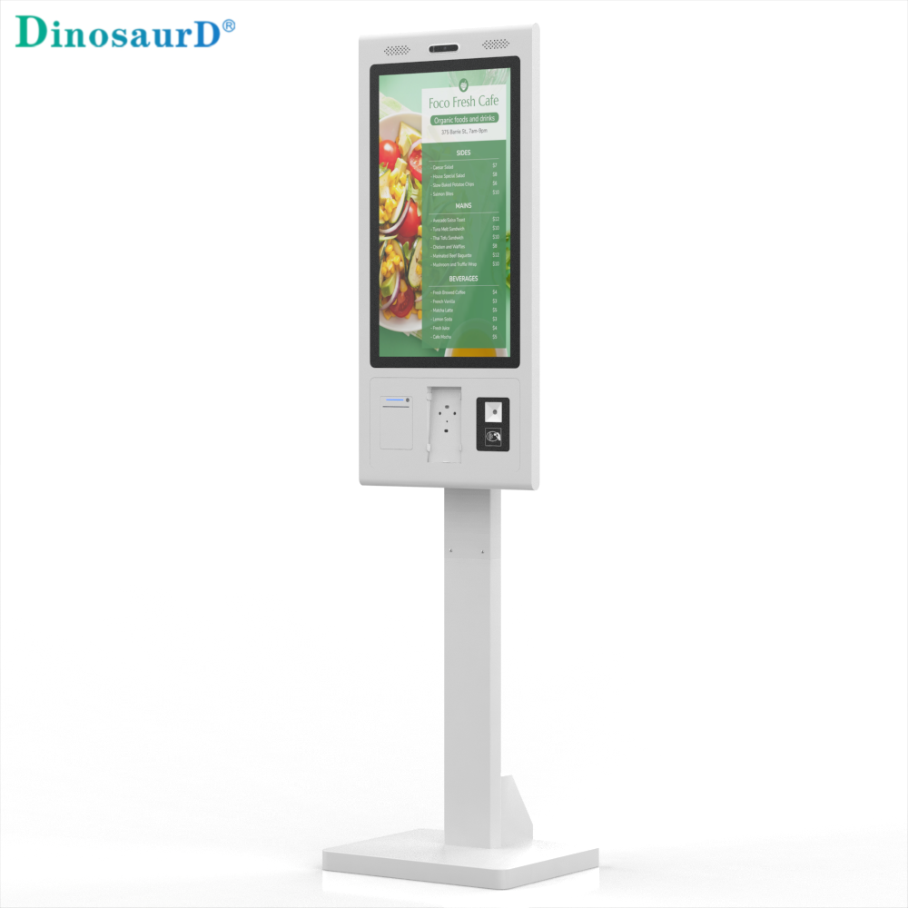 Nagykereskedelmi digit&aacute;lis kioszk 24 h&uuml;velykes k&eacute;pernyős NFC 80 mm-es nyugta vonalk&oacute;d szkennel&eacute;s POS Hlder All in One Self Service Kisok