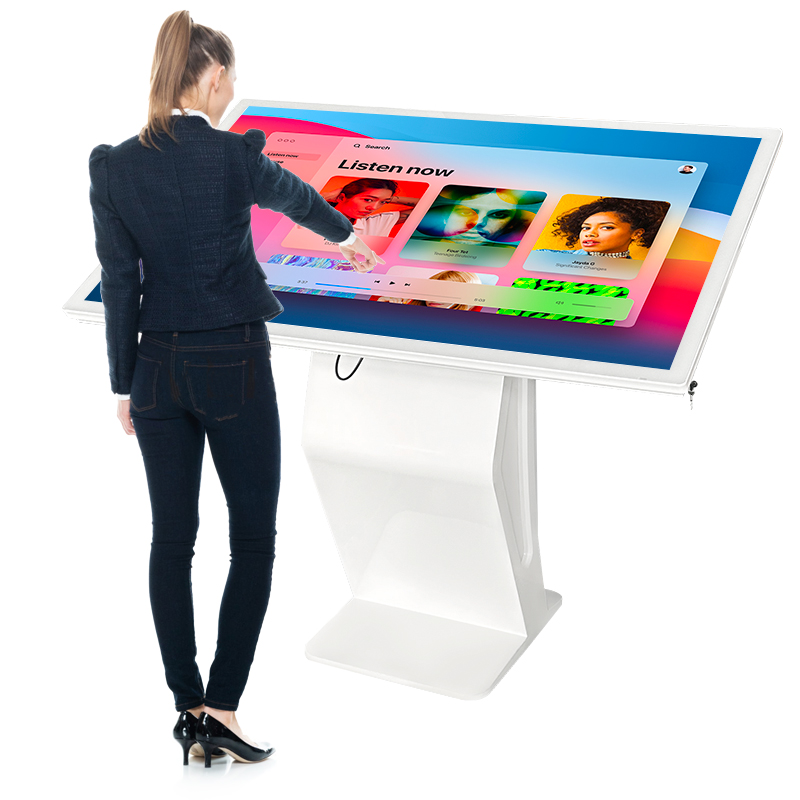 43 tuuman Full HD Digital Lattialla seisova interaktiivinen All in One PC Vaakasuora kosketusn&auml;ytt&ouml; K Shape Tietokyselykioski