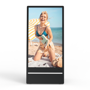 رین پروف اسٹینڈ ہائی لائٹ میڈیا LCD پاورڈ پوسٹر ایڈورٹائزنگ اسکرین واٹر پروف پورٹیبل ڈیجیٹل آؤٹ ڈور بیٹری حرکت پذیر اشارے