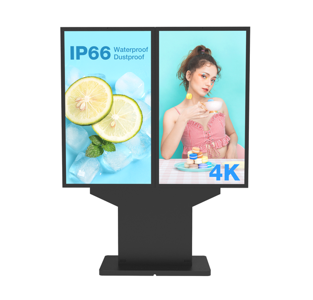 سطوع عالي 65 75 86 بوصة عرض لوحة 2-شاشة يعرض IP65 مقاوم للماء Lcd HD شاشة تعمل باللمس في الهواء الطلق كشك