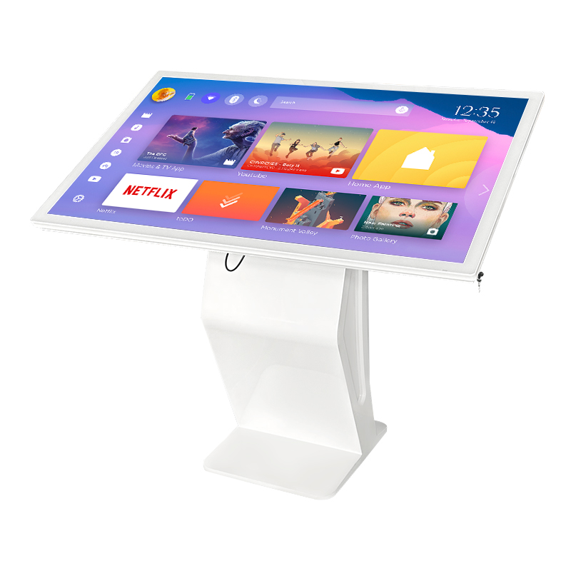 32 43 49 55 65 Inci Tingkap LCD Interaktif 350Nits Restoran Hotel Inframerah Sentuh Digital Lantai Dalaman Stand Kios Bentuk K