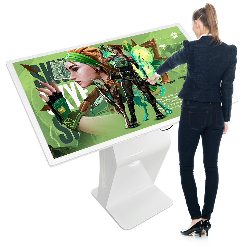 32 43 49 55 65 Zoll Windows Interactive LCD 350 Nits Restaurant Hotel Infrarot Touch Digital Indoor Bodenst&auml;nder K-Form Kiosk